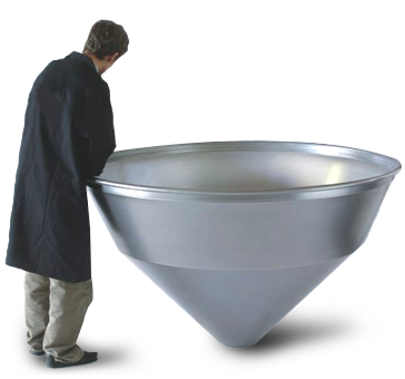 Flow-formed conical hopper